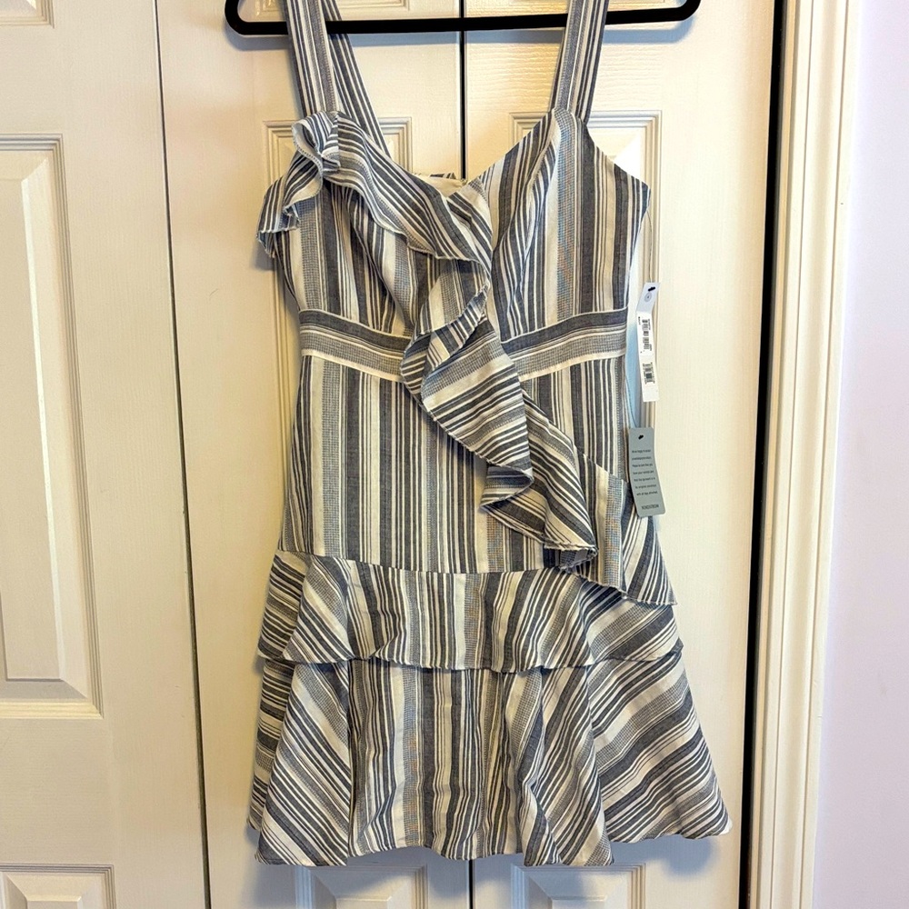 Maggy London Blue and White Striped Dress